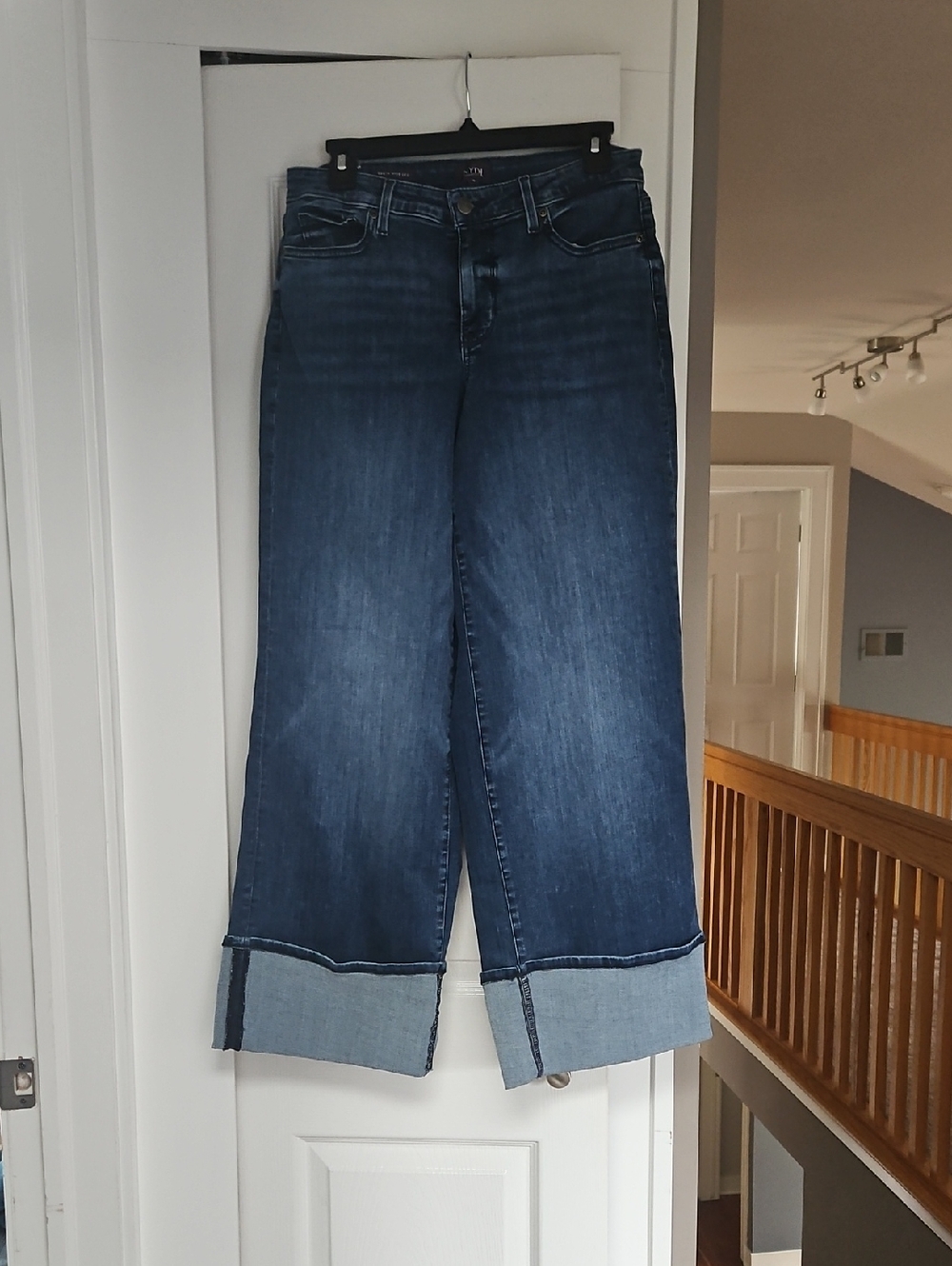 New With Tags NYDJ Dark Blue Wide Leg Cuffed Jeans